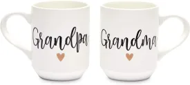 2 Piece Grandma and Grandpa Mugs Set for Coffee, Tea, Grandparent Announcement Gifts (15 oz)