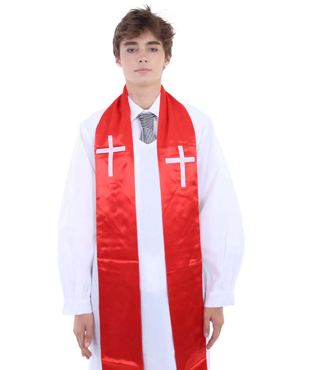 Adult Men's Priest Robe Costume | White & Red Halloween Costume