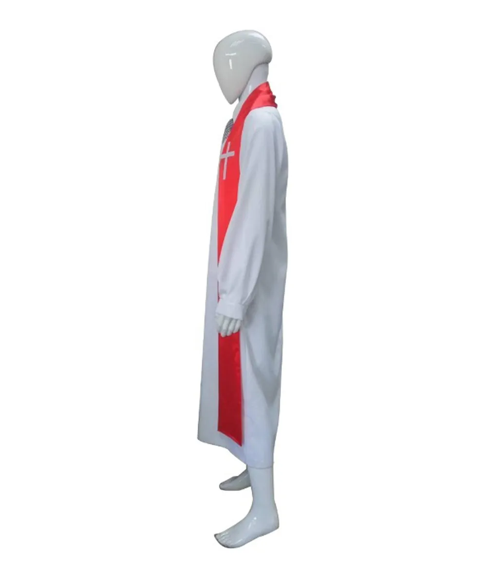 Adult Men's Priest Robe Costume | White & Red Halloween Costume