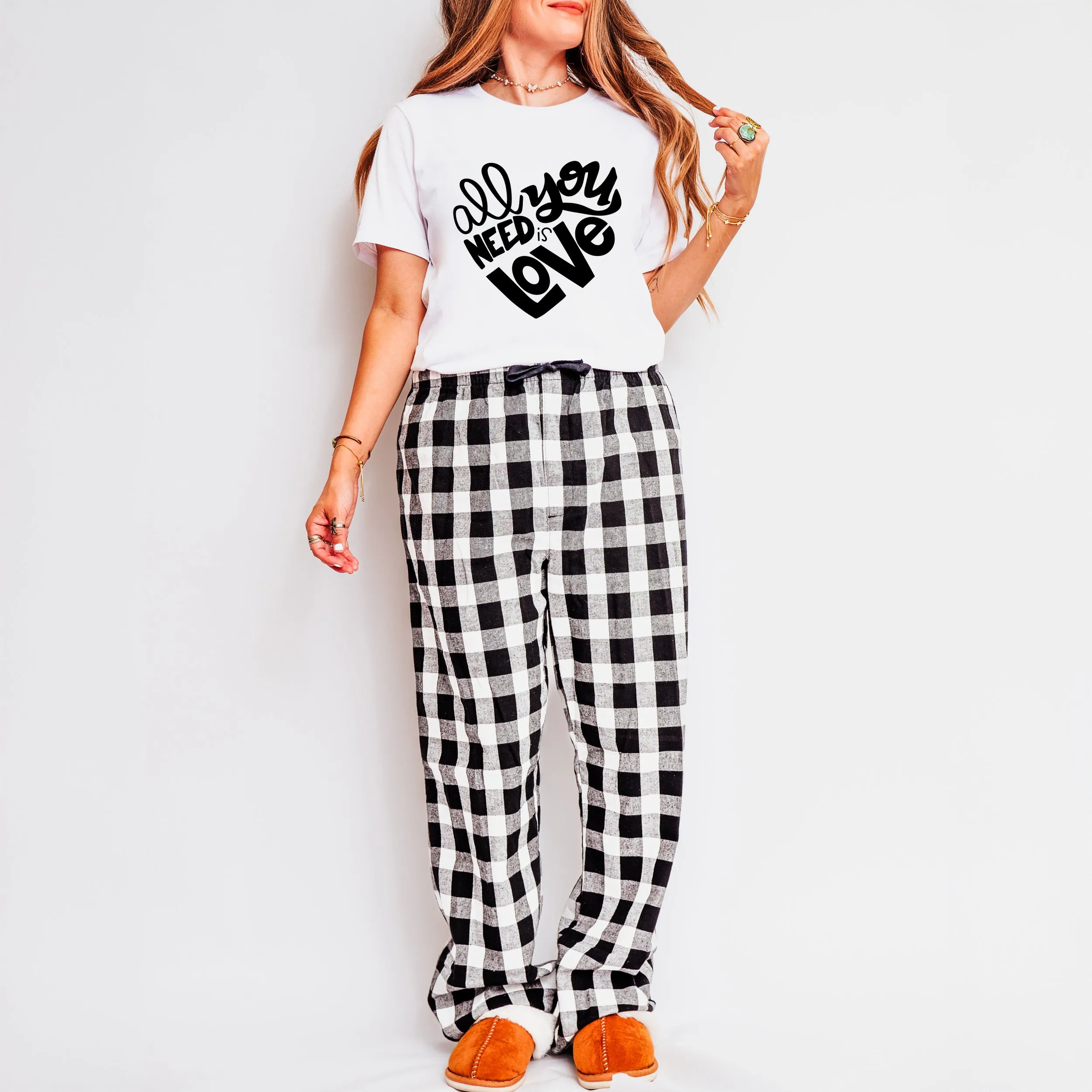 All You Need Is Love | Plaid Pajama Set