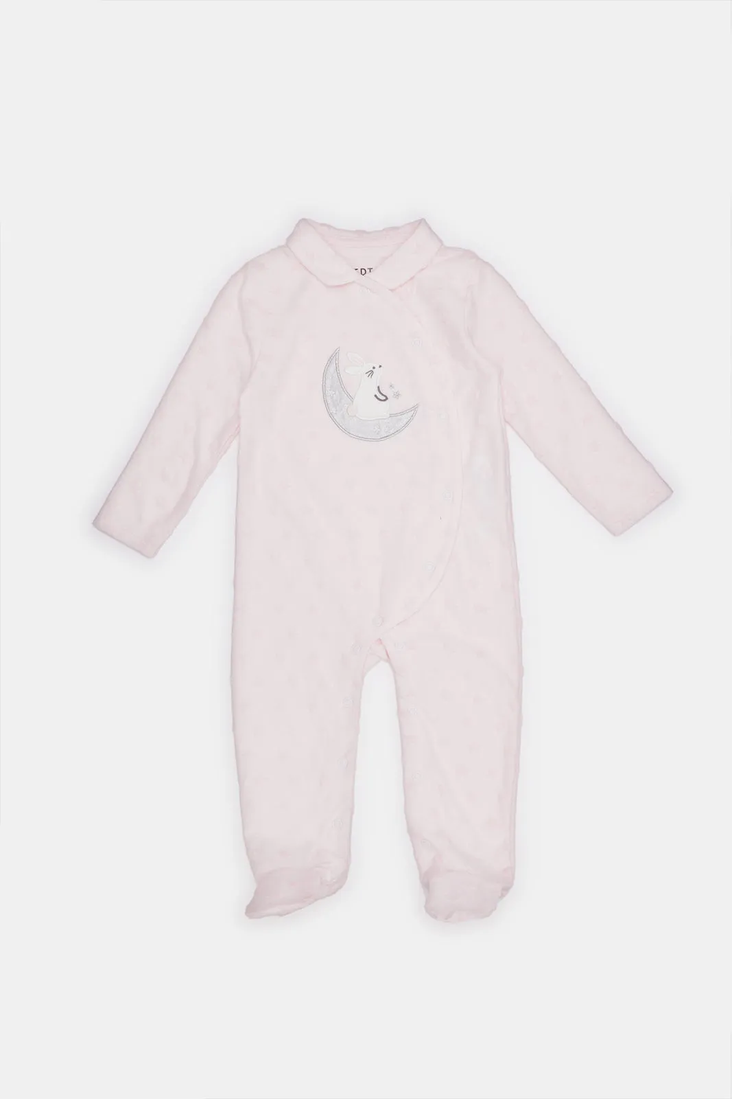 Baby Pink Print Long Sleeves Sleepsuit