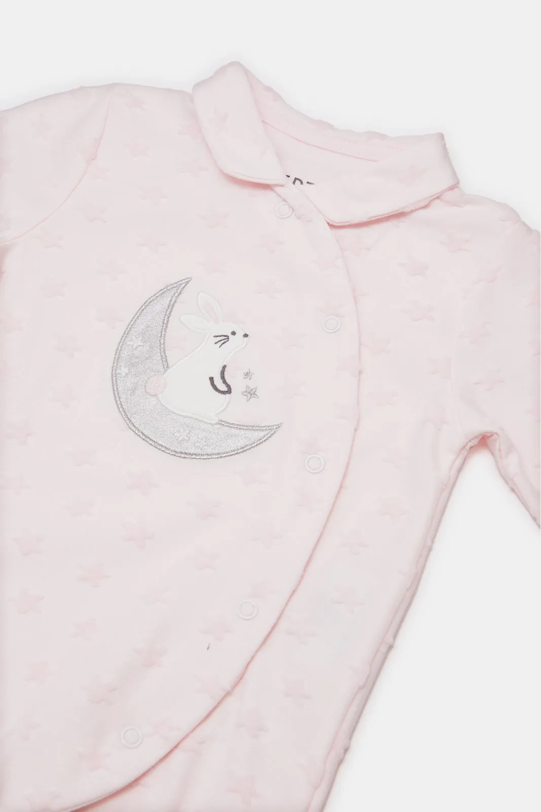 Baby Pink Print Long Sleeves Sleepsuit