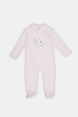 Baby Pink Print Long Sleeves Sleepsuit