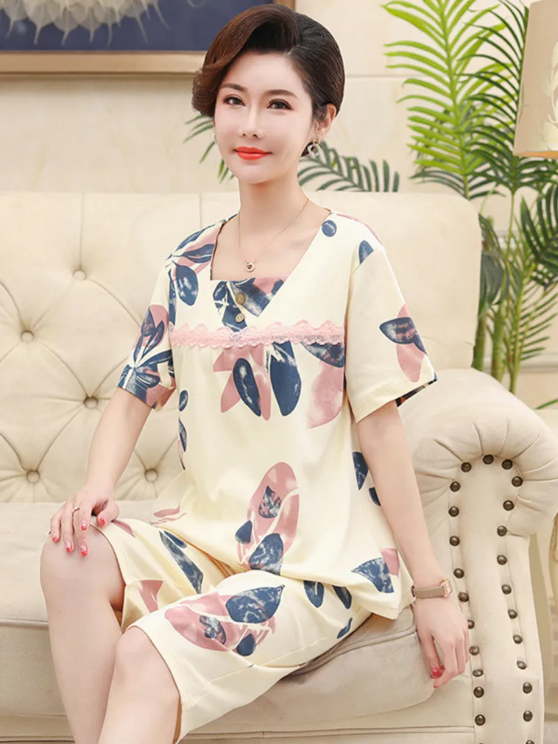 Beach party Summer Sleepwear Short Pajamas Suit