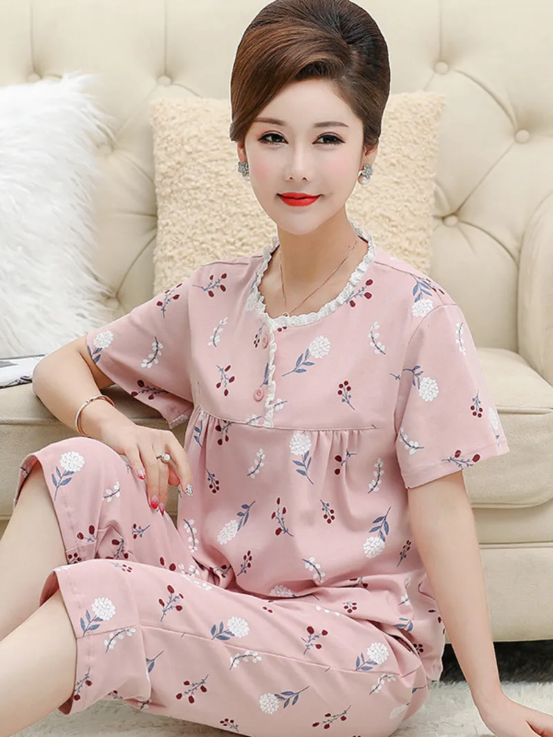 Beach party Summer Sleepwear Short Pajamas Suit