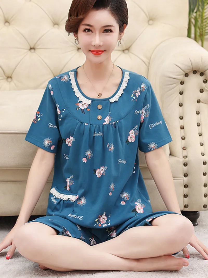 Beach party Summer Sleepwear Short Pajamas Suit