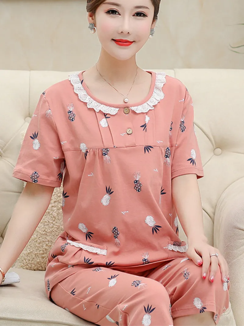 Beach party Summer Sleepwear Short Pajamas Suit