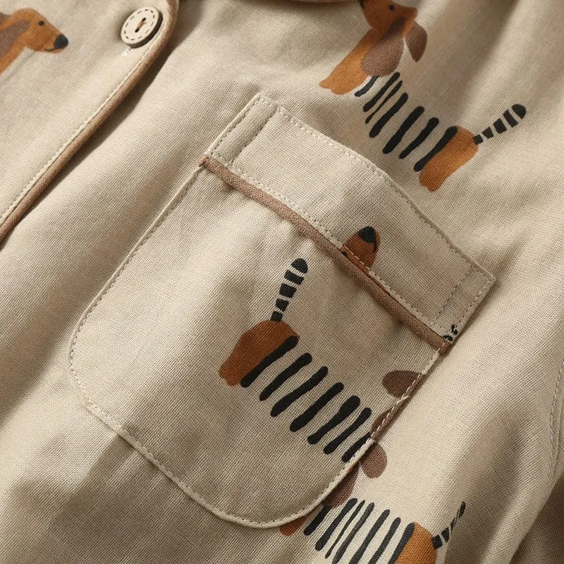 Beige Dachshund Pajama Set