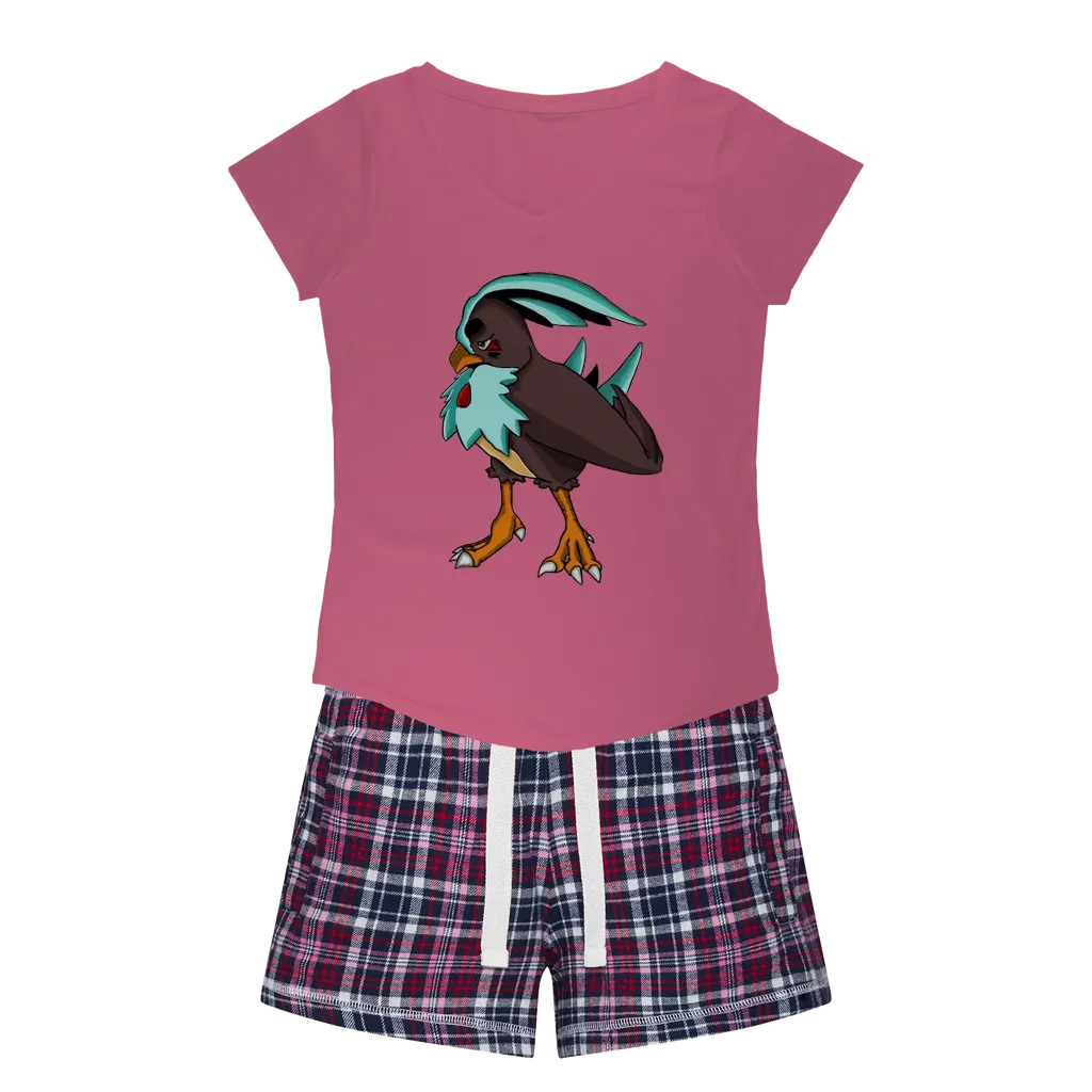 Bircross Women's Sleepy Tee and Flannel Short