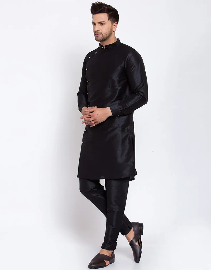 Black Kurta Dhupion Silk Chudidaar