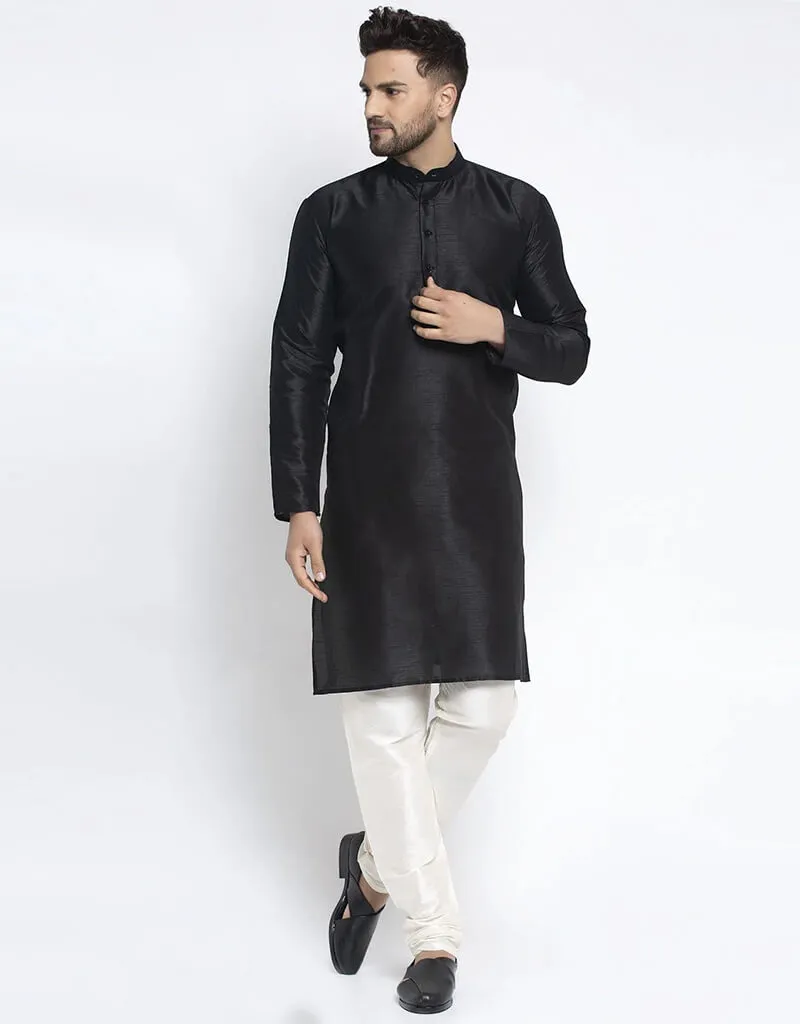 Black Kurta Dhupion Silk Payjama