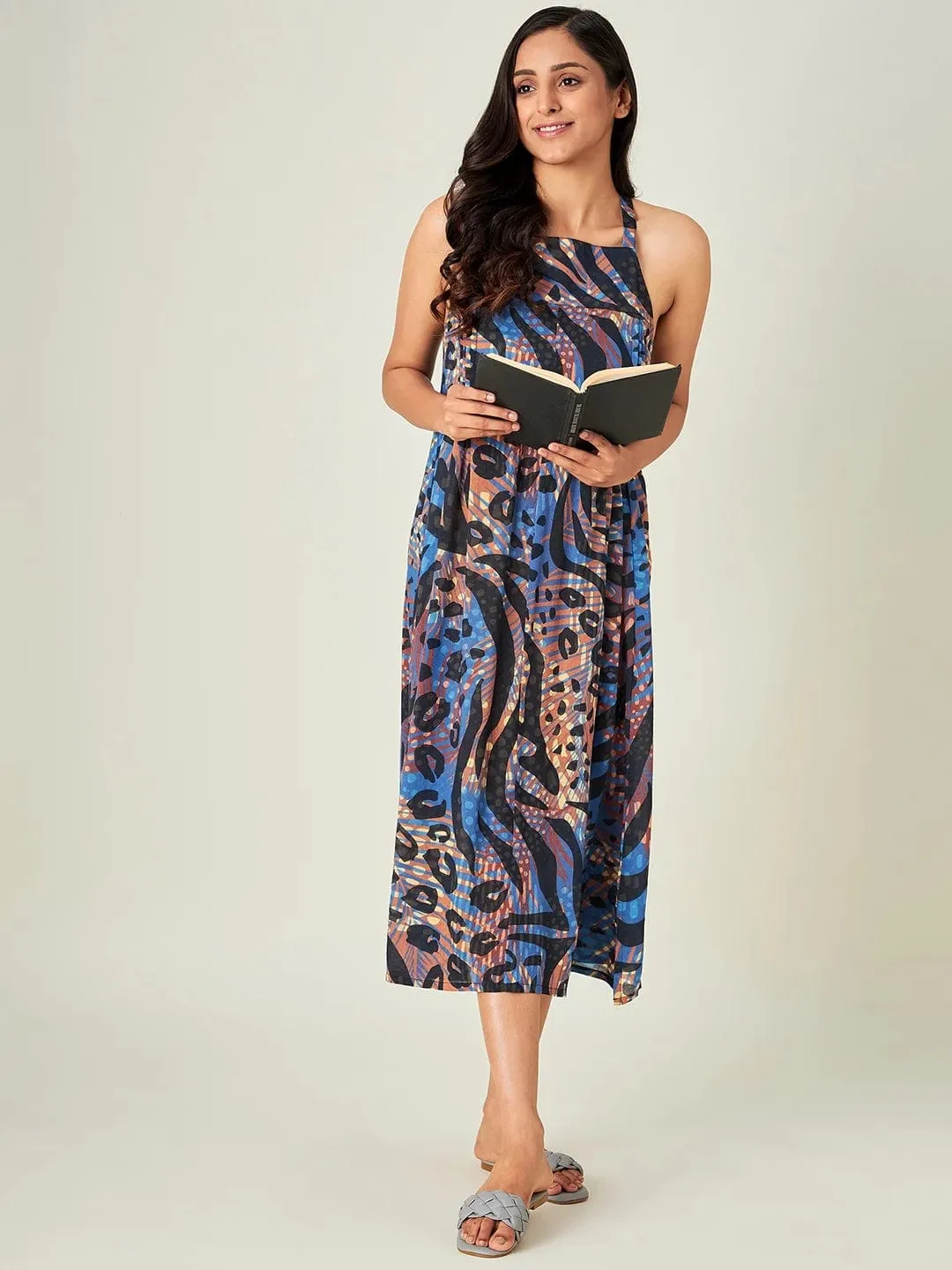 Blue and Brown Animal Print Negligee