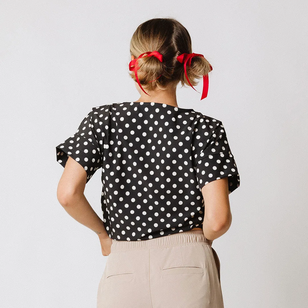 Boss Tee, Black Polka Dot