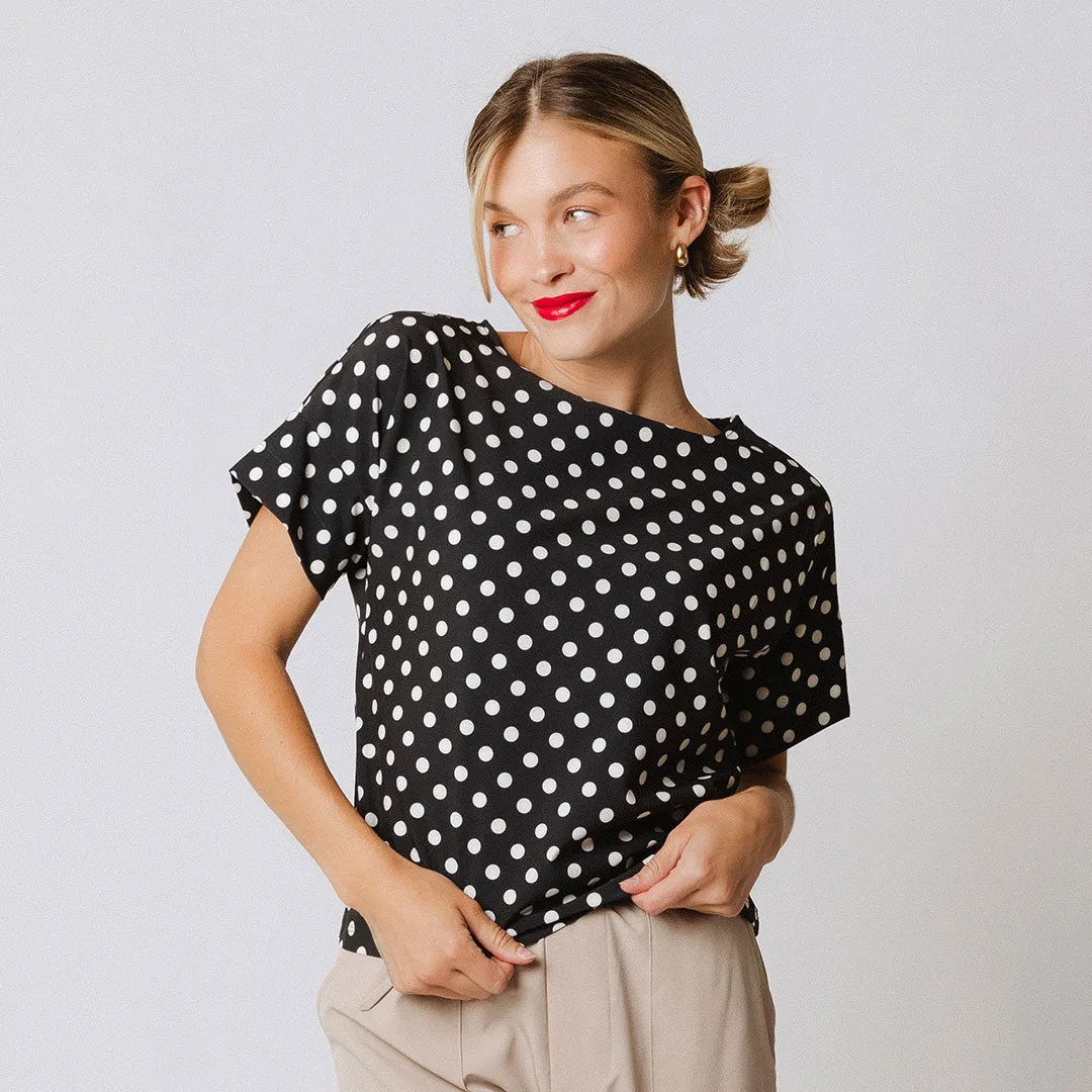 Boss Tee, Black Polka Dot