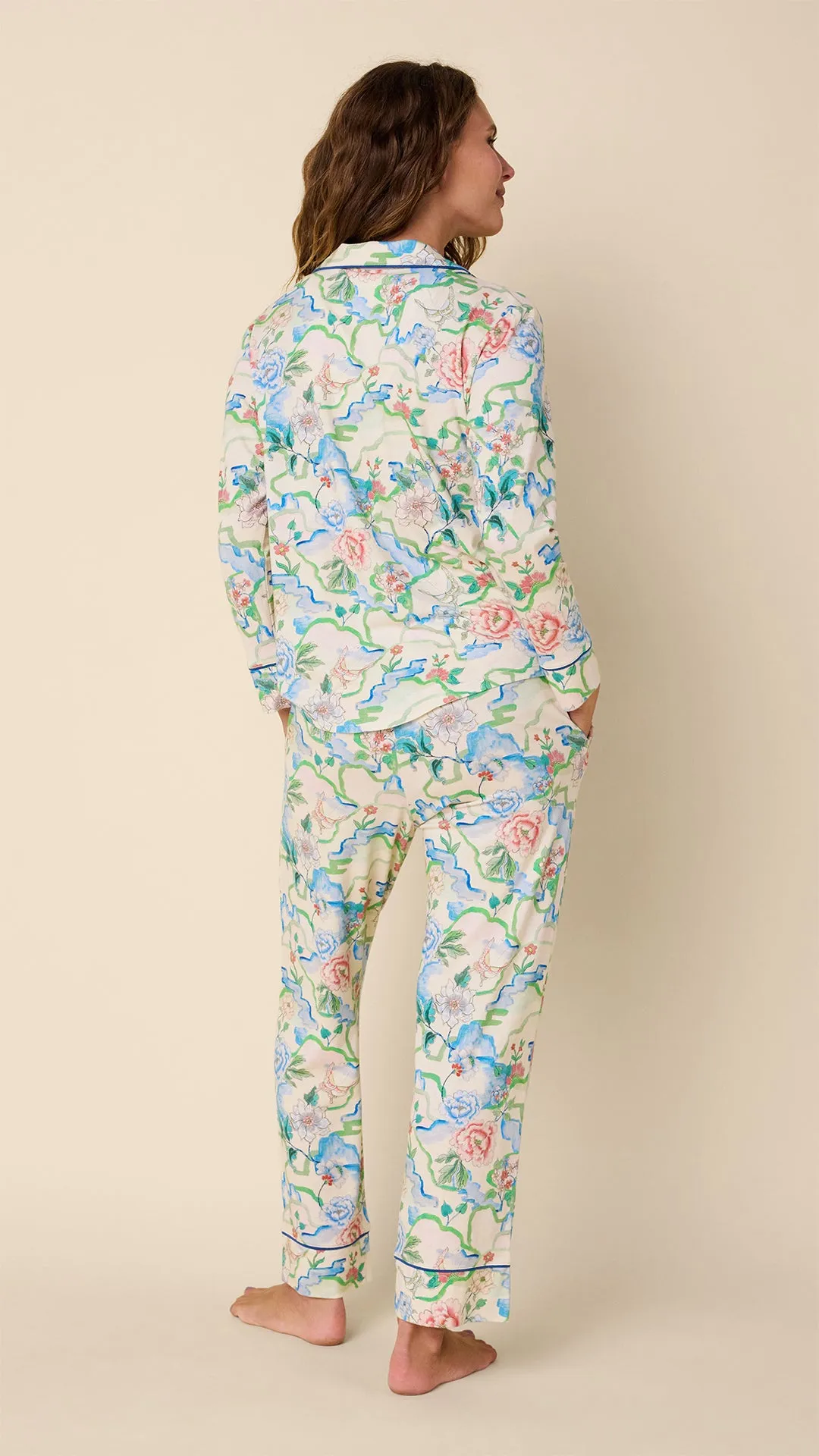 Butterfly Floral Pima Knit Long-Sleeved Pajama