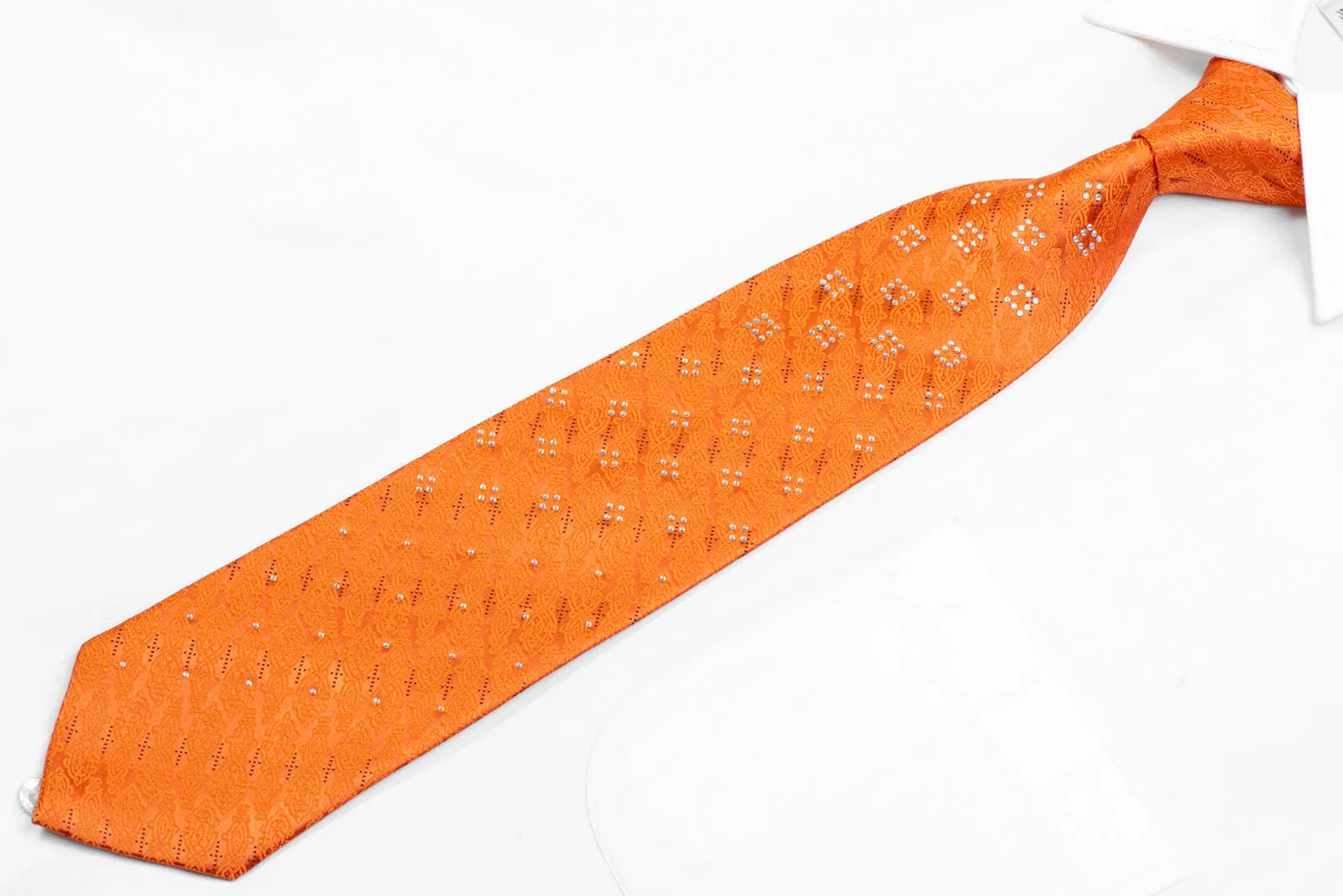 Cartouche On Orange Rhinestone Necktie