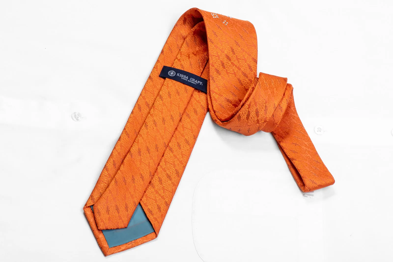 Cartouche On Orange Rhinestone Necktie