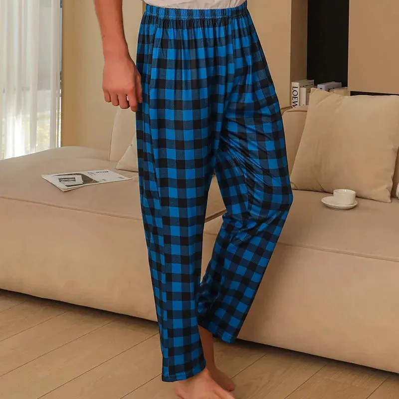 Checkered Comfort: Men's Oversized Pajama Set with Pockets for Cozy Seasons