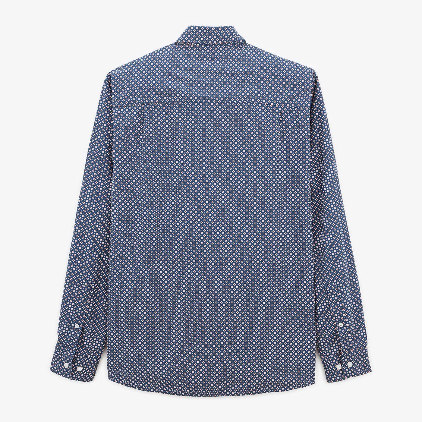 Chemise imprimé géométrique bleu foncé à manches longues en coton