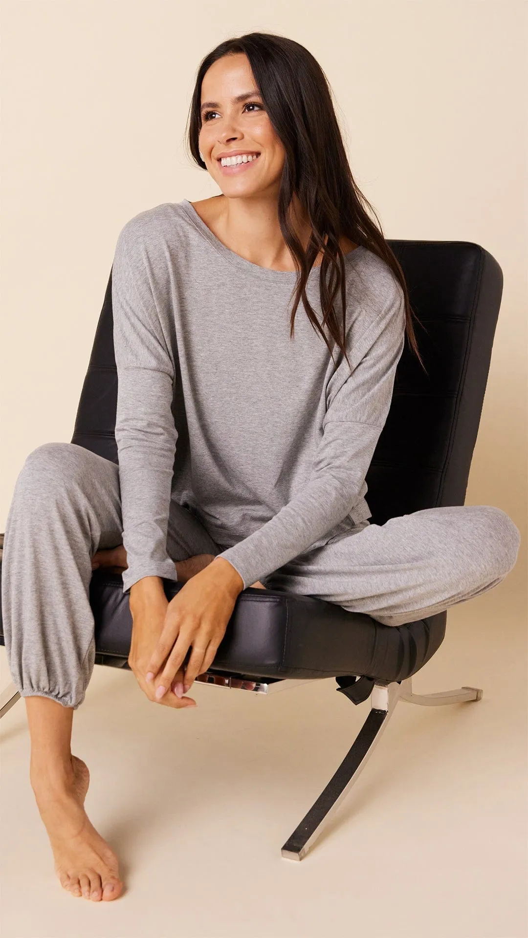 Classic Pima Knit Pullover Set - Heather Grey