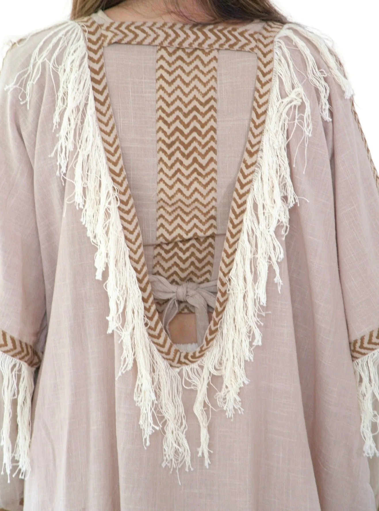 Dusty Rose Organic Cotton Shrug with Fringe