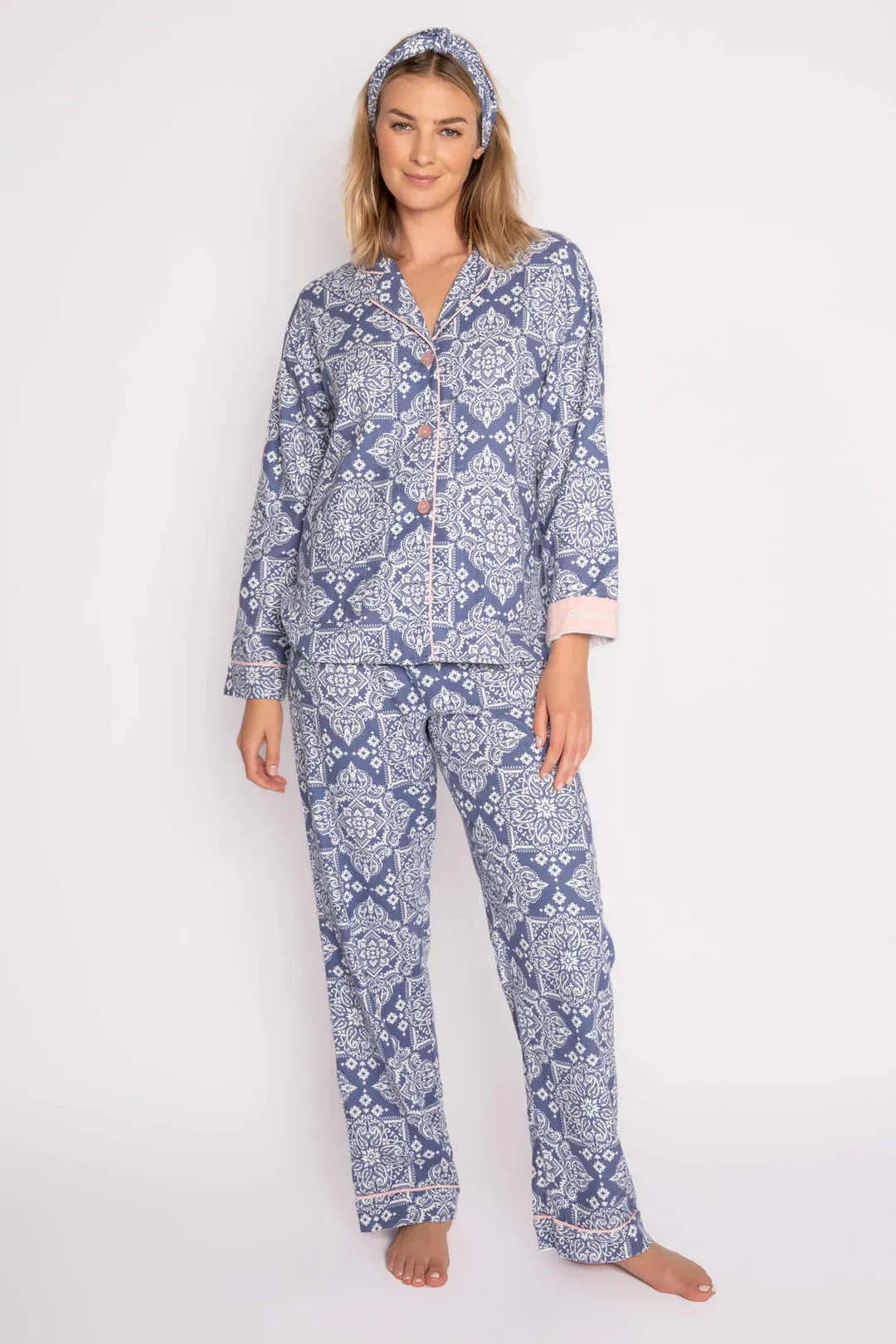 Flannel Long PJ Set in Denim