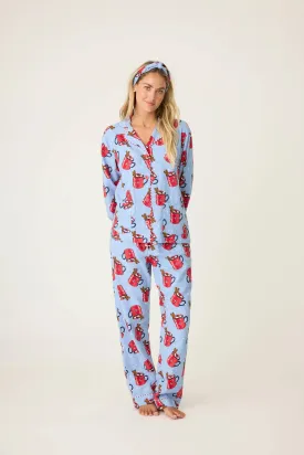 Flannel Long PJ Set w/ Headband in Hot Cocoa