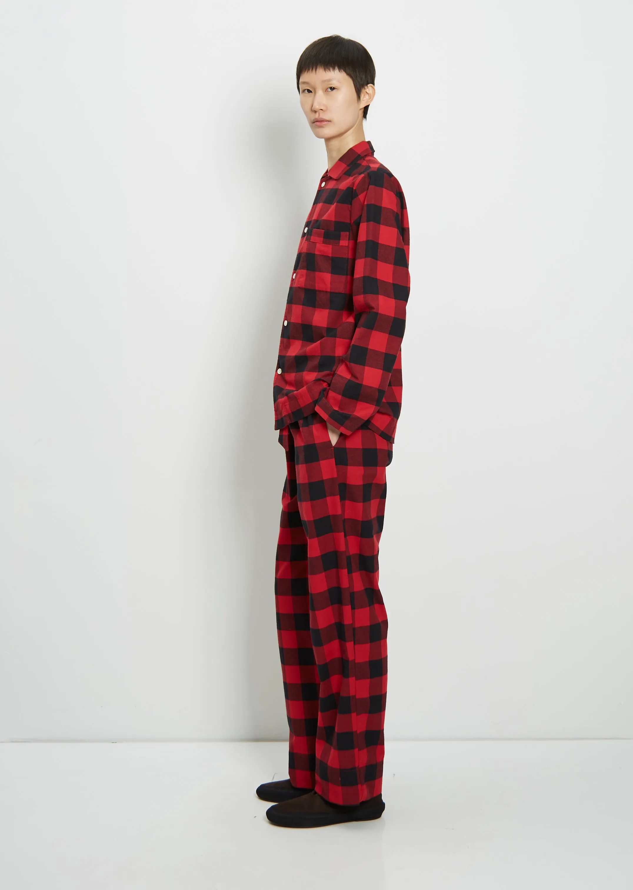 Flannel Pyjamas Shirt — Red Gingham