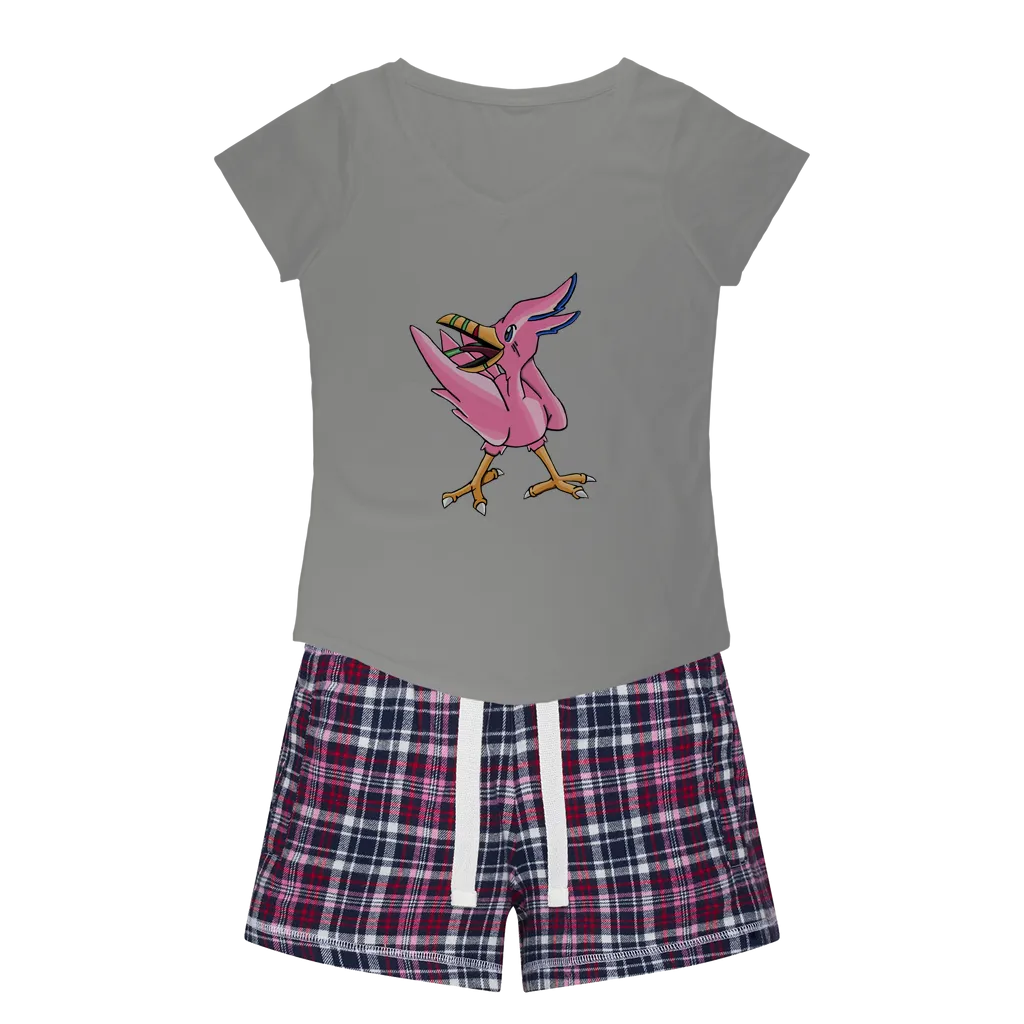 Flarem Women's Sleepy Tee and Flannel Short