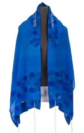 Floral Royal Blue Silk Tallit For Women, Bat Mitzvah Tallit, Tallit for girl, Silk Tallit, Women's Tallit Prayer Shawl