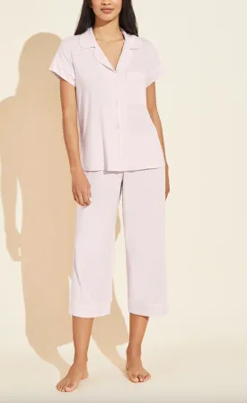 GISELE Short Sleeve & Crop PJ Set in Light Lilac/Ivory