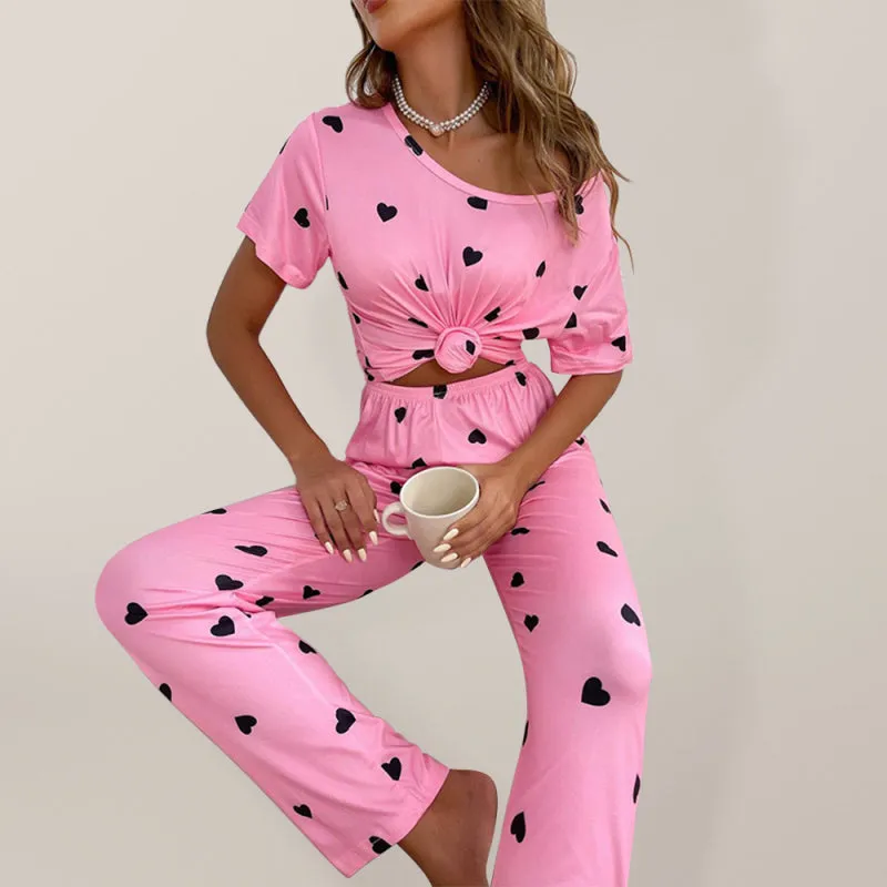 Heart Print Pajama Set