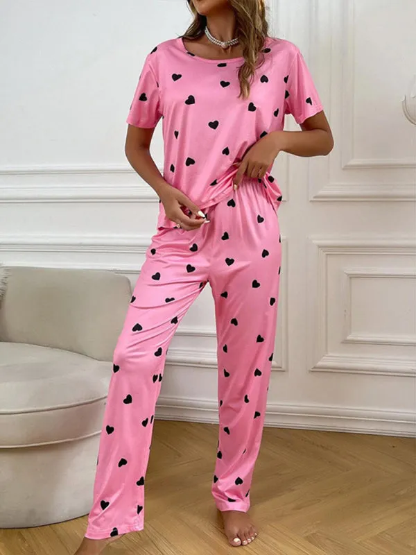 Heart Print Pajama Set