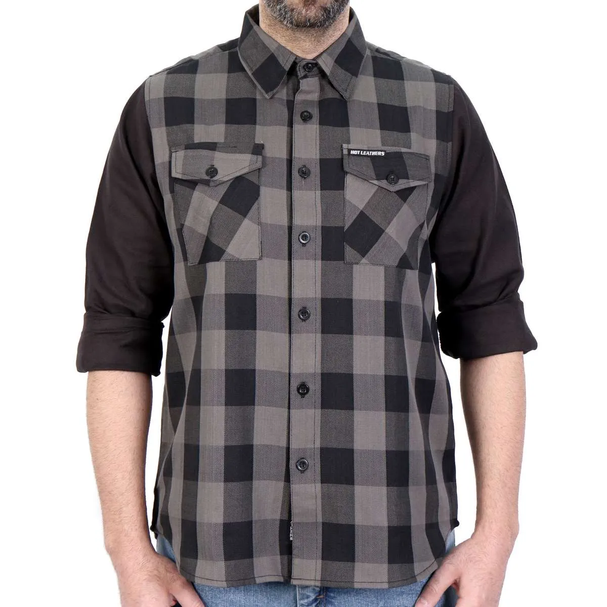 Hot Leathers FLM2042 Men's Black And Gray 2 Toned Long Sleeve Flannel Shirt