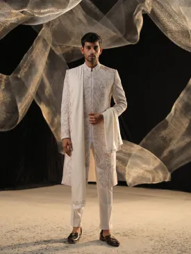 Ivory Sherwani With Bead Work And Zardozi