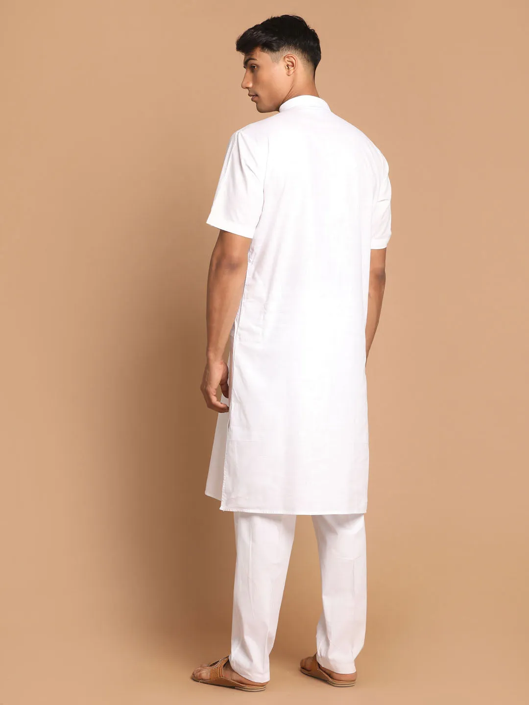 Jashvi Men's White Solid Kurta with Pyjamas