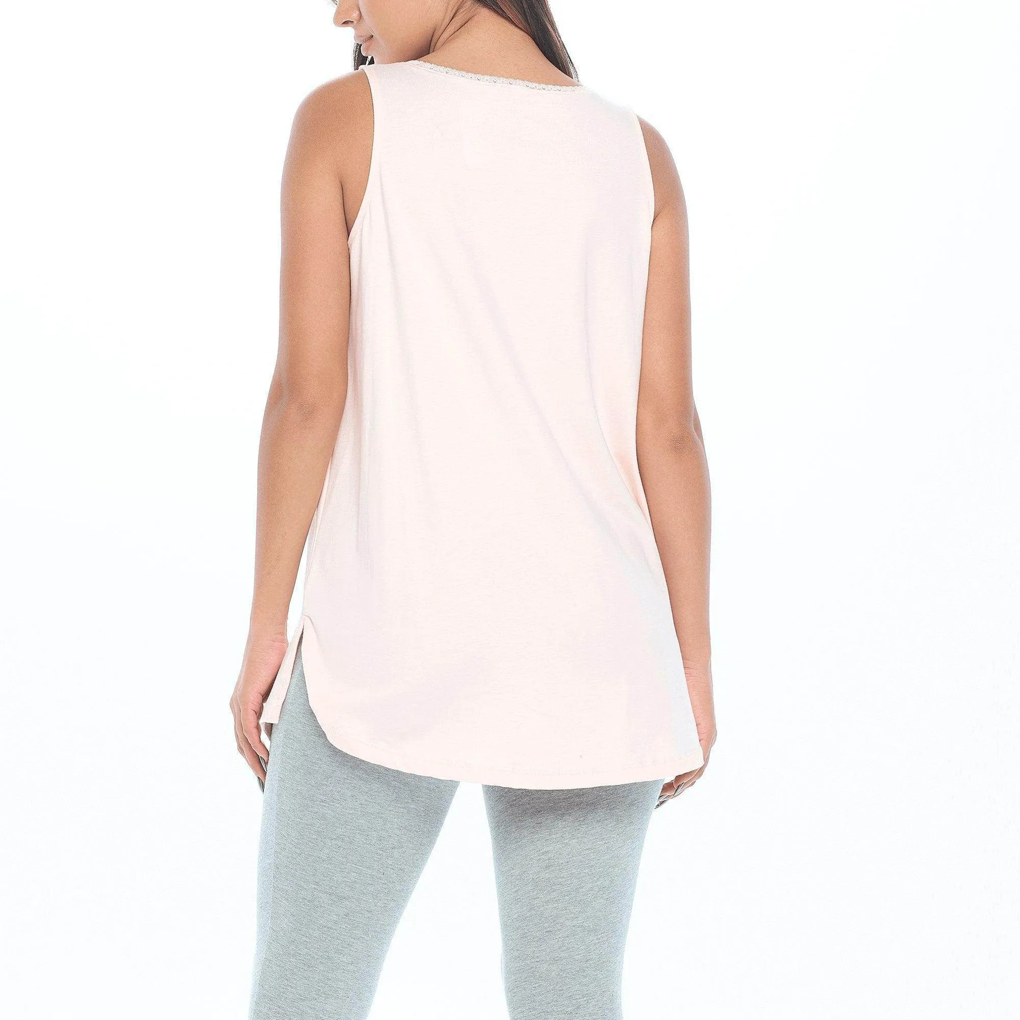 Lux Cotton Tank Sleep Shirt | Iced Rose