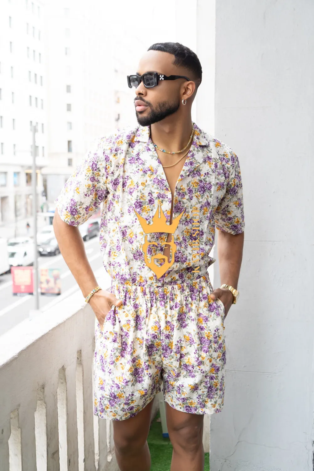 Luxury Flowers Spring/Summer Men's Lace Two-Piece Clothing