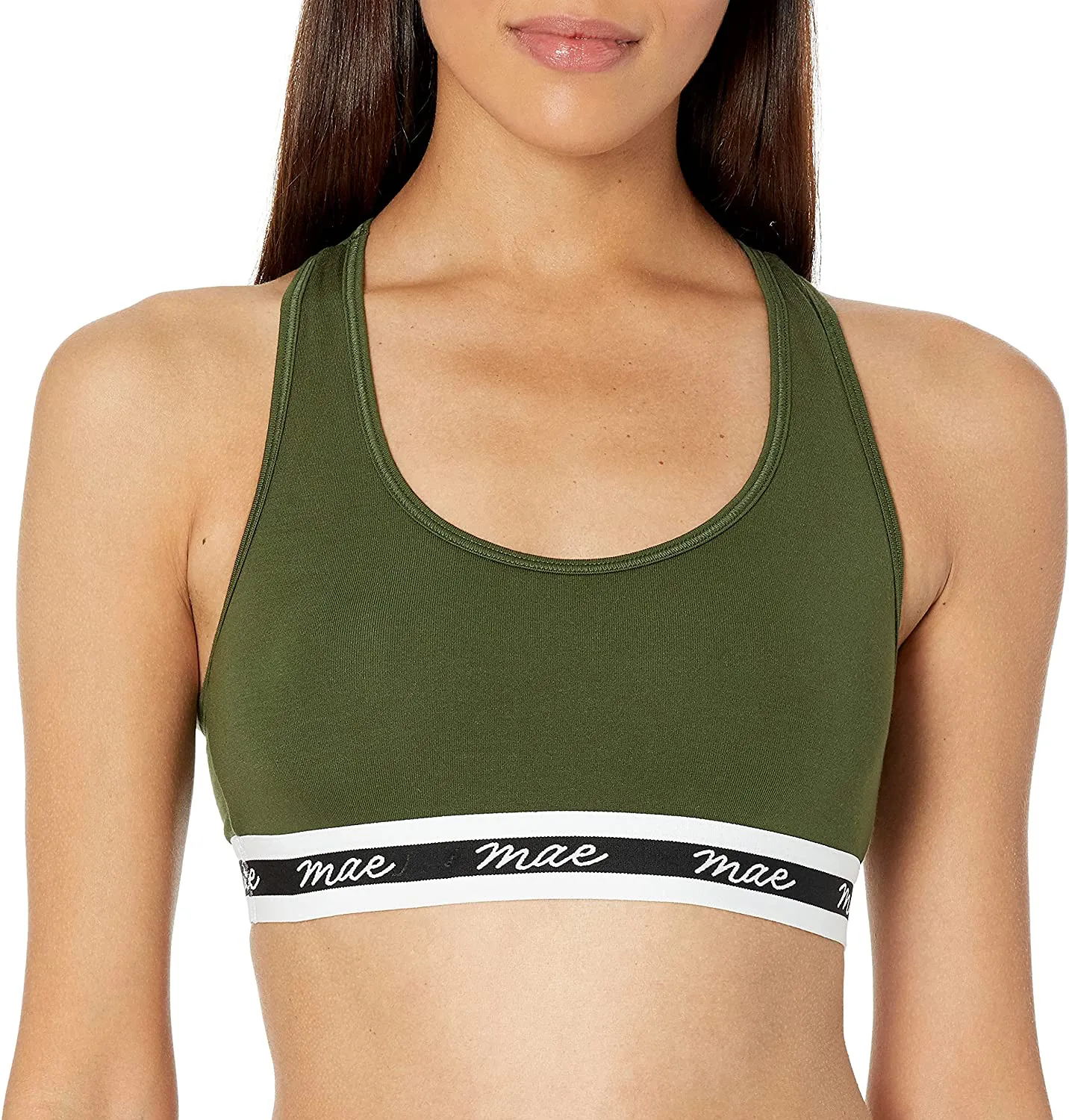 Mae Women's Racerback Mesh Modal Logo Elastic Bralette