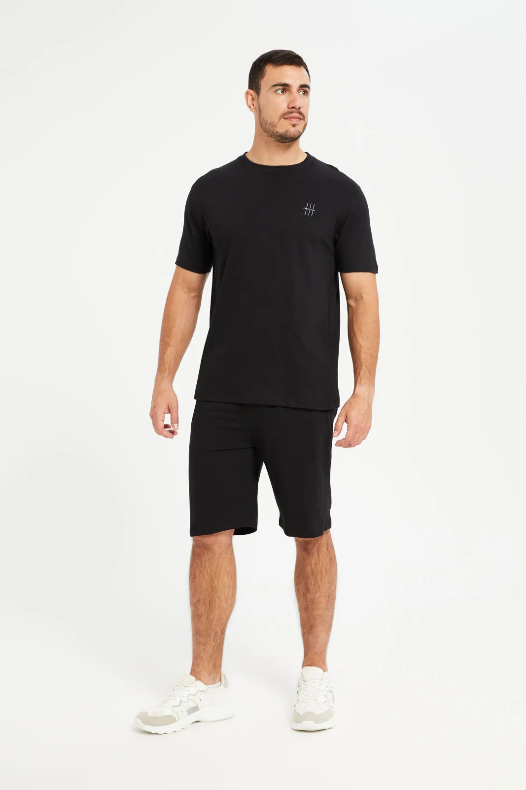 Men Black Short Sleeves Pyjama Set (2 Piece)