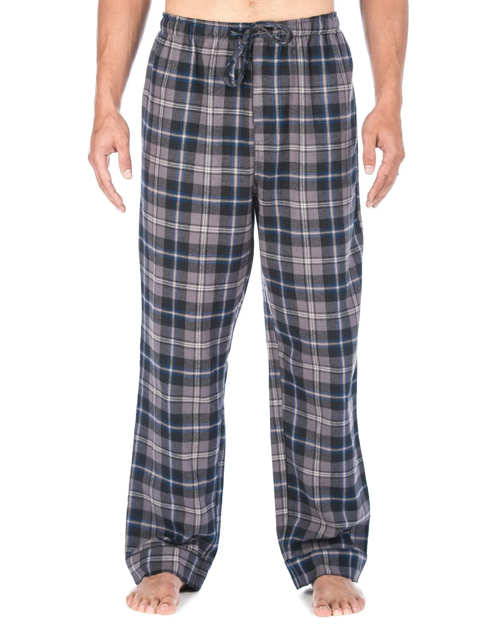 Mens 100% Cotton Flannel Lounge Pants (Relaxed Fit) 2-Pack - 2-Pack (Denim and Brown Tone)