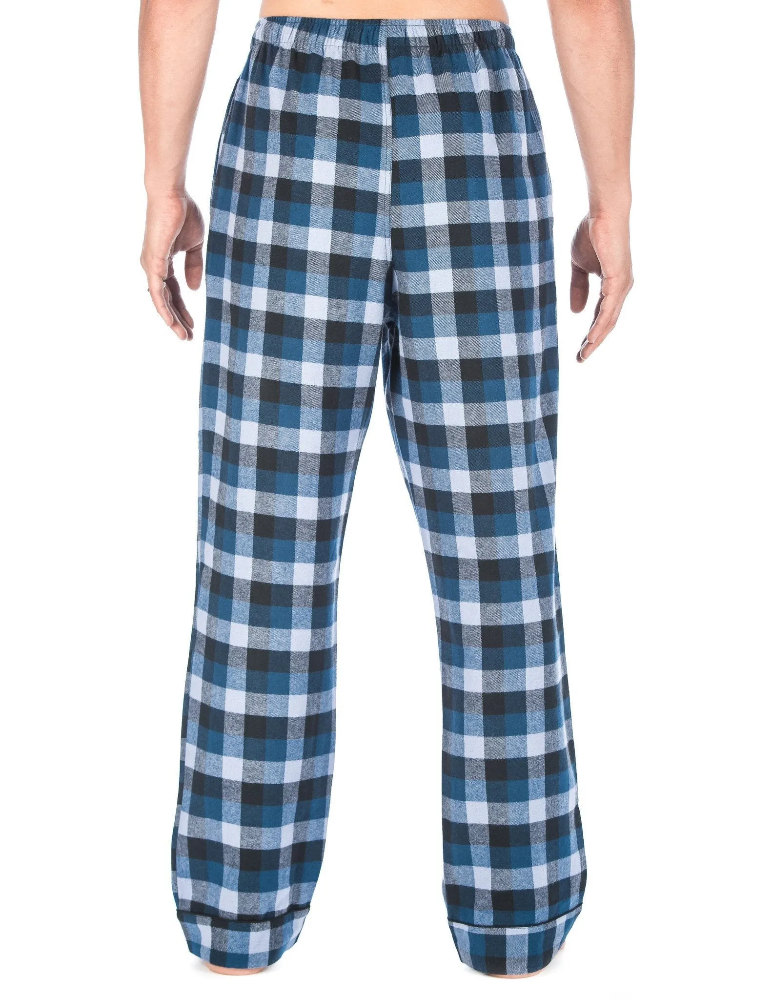 Mens 100% Cotton Flannel Lounge Pants (Relaxed Fit) 2-Pack - 2-Pack (Denim and Brown Tone)