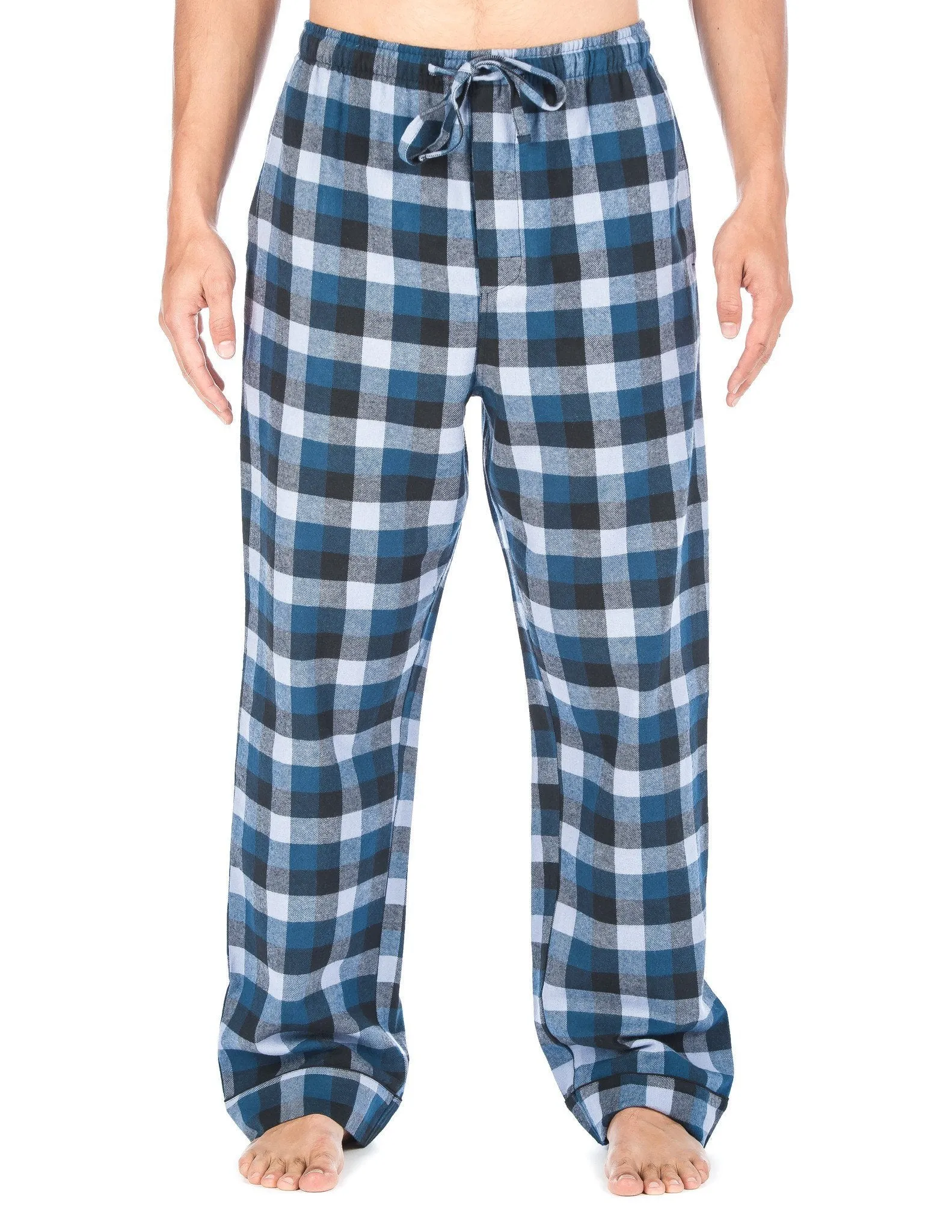 Mens 100% Cotton Flannel Lounge Pants (Relaxed Fit) 2-Pack - 2-Pack (Denim and Brown Tone)