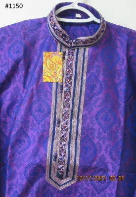 Men's 4581150 Purple Jacquard Kurta Pajama Set Small 36 Size