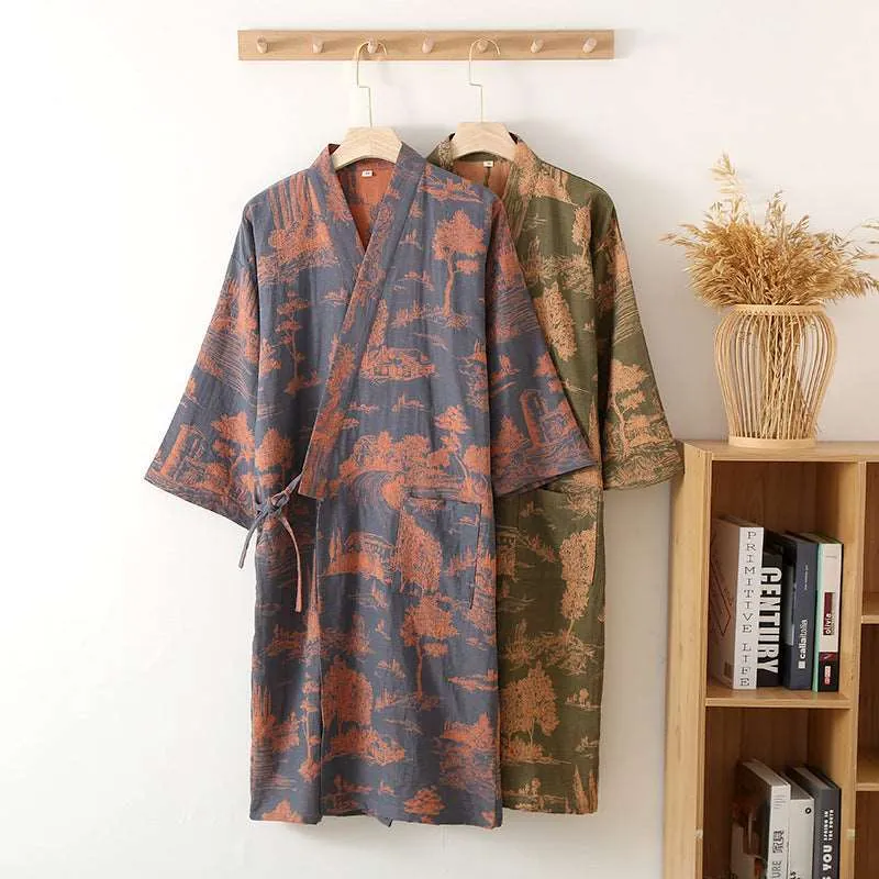 Men's Cotton Kimono Long Robe