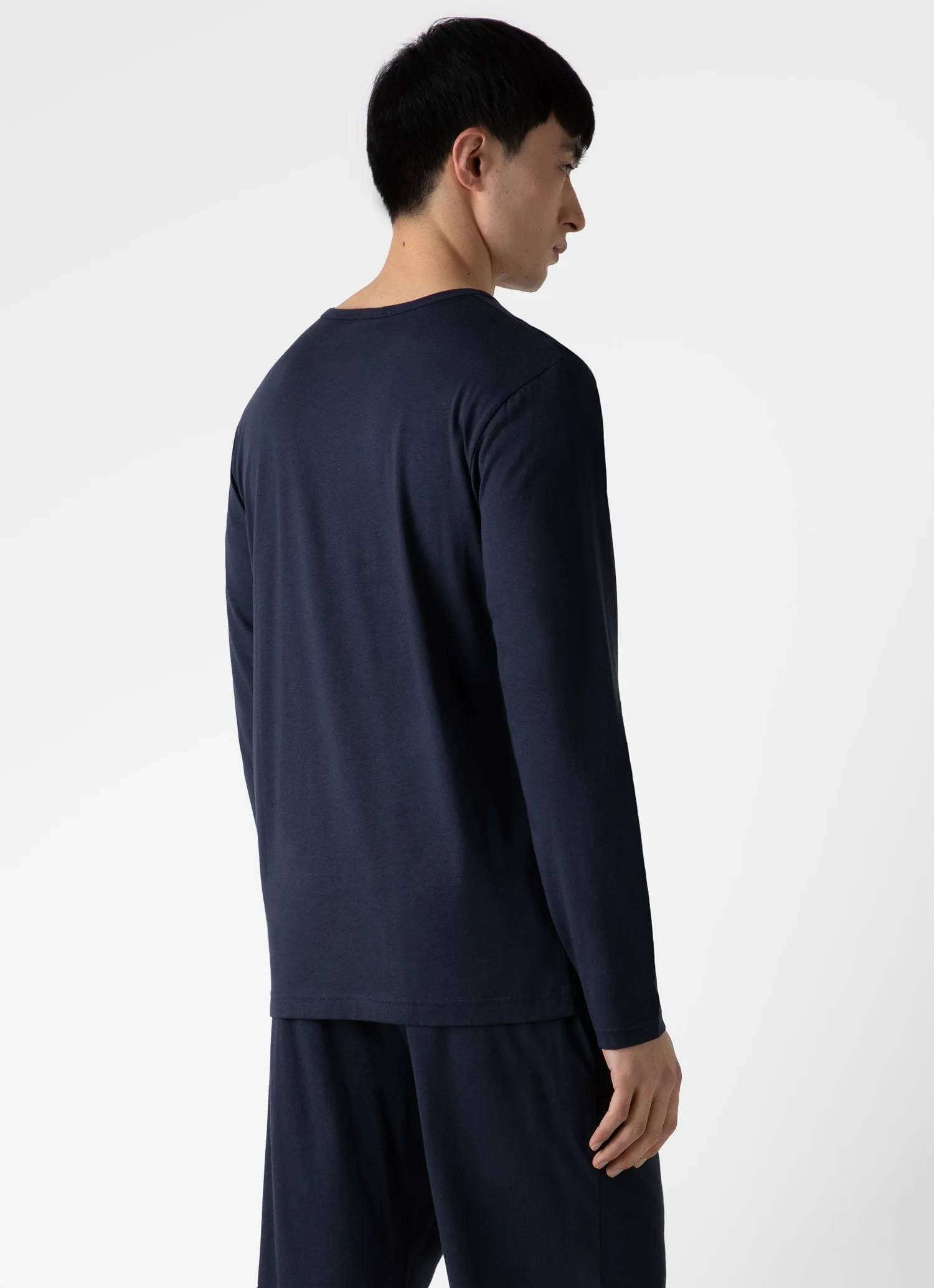 Men's Cotton Modal Lounge Long Sleeve T-shirt in Navy