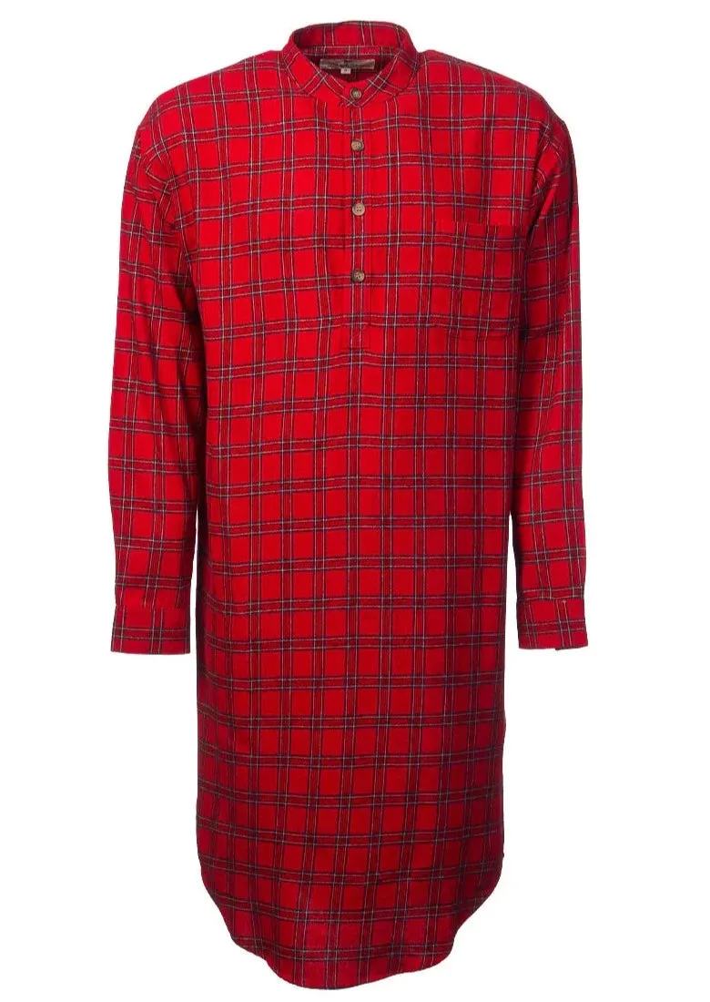 Men's Flannel Nightshirt | Red Tartan