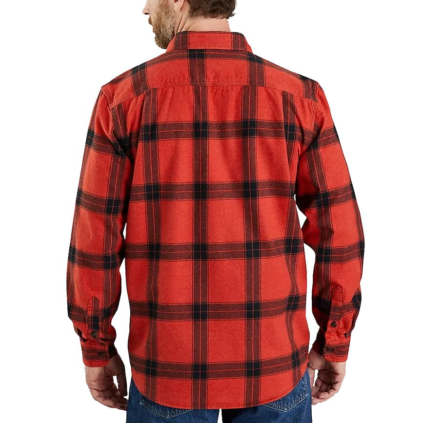 Men's Loose Fit Heavyweight Flannel Long Sleeve Plaid Shirt