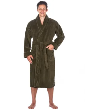 Men's Premium Coral Ffleece Plush Spa/Bath Robe - Olive