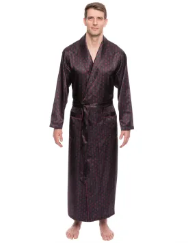 Men's Satin Robe - Paisley Black/Fig